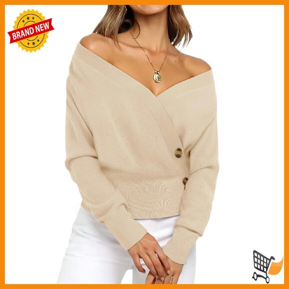 Soft V-Neck Pullover Sweater Raglan Sleeves Business Casual